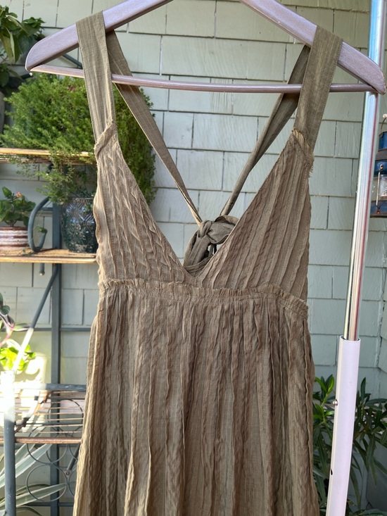 NWOT Free People Frankie Pintuck Cotton Olive Green Maxi Dress - Picture 15 of 16